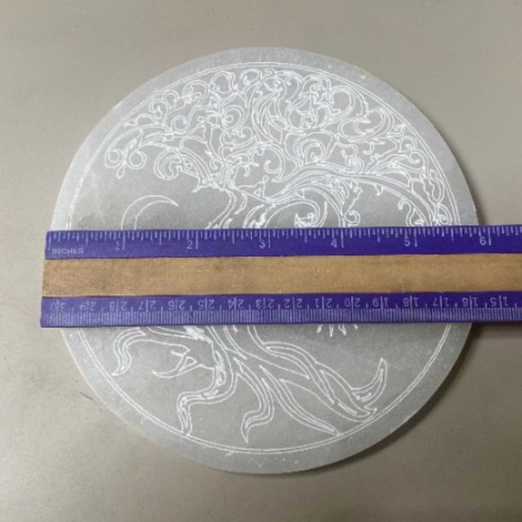 Selenite Tree of Life Etched Charging Plate, Boho Decor, Altar Pieces, Power - Picture 5 of 5